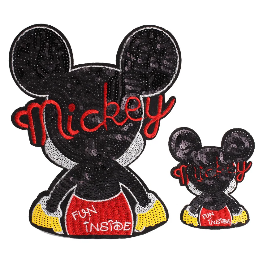 

Hot Cute Mickey Iron On Patch For Clothing Embroidered Patches DIY Sequins Mickey Decoration T-shirt Dress Iron on Patch Sewing