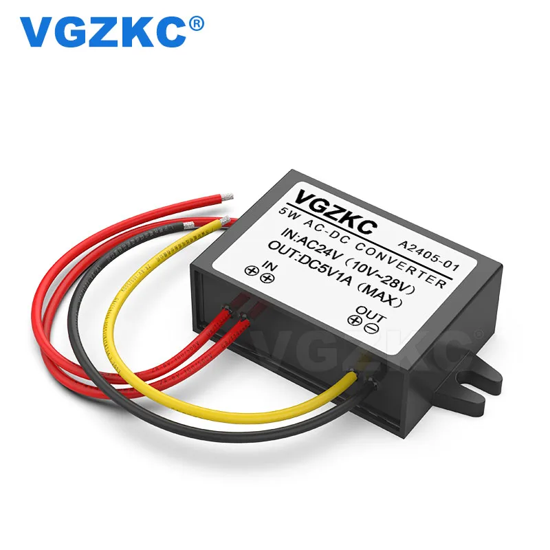 

AC 24V to DC 5V Power Converter 10-28V to 5V DC Variable Voltage Module Flame Retardant Plastic Shell
