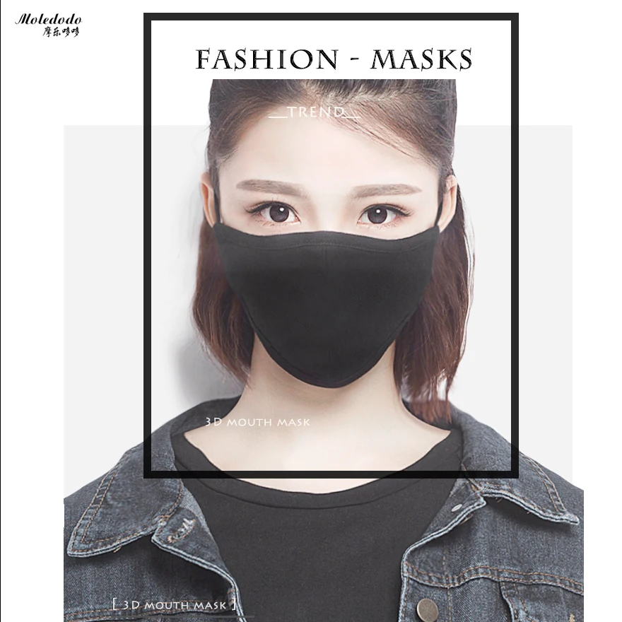 

Moledodo1PC Black mouth mask Cotton dust material Adult Anti Haze waterproof Mask Fashion style anti-dust Cycling Mouth mask D50