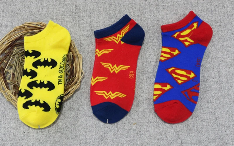 Morematch 1 пара мужские безбортные носки Супермен Бэтмен Лига Справедливости знак узор Супергерои хлопковые носки 5 цветов дополнительно