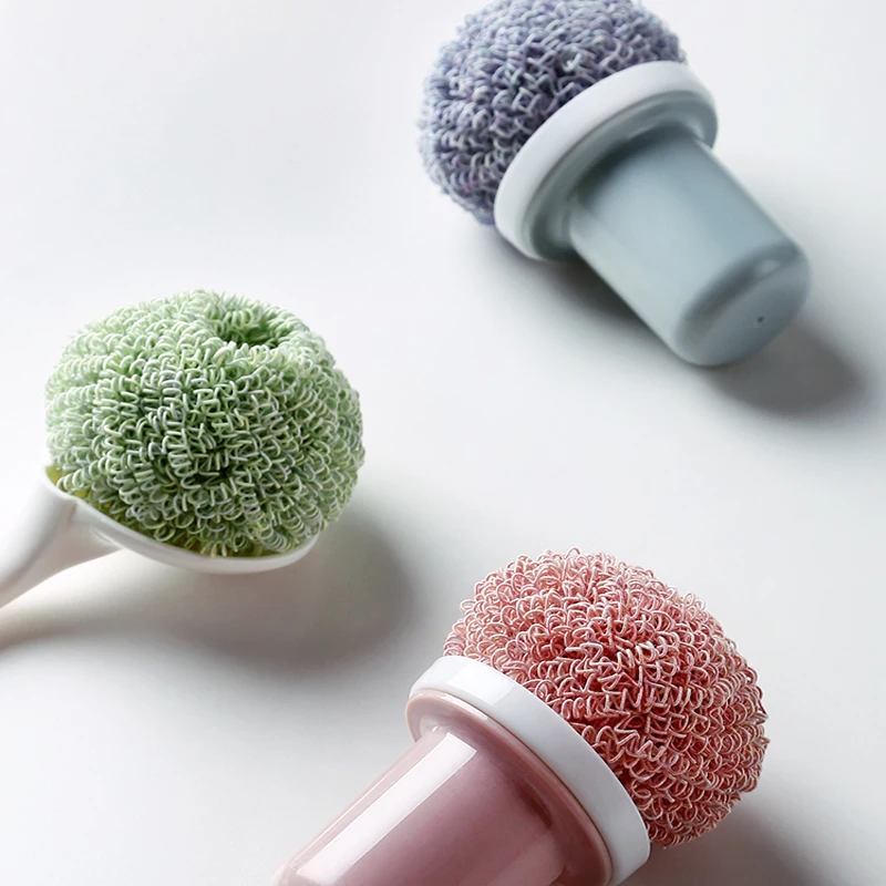 

5PCS With Handle Kitchen Cleaning Brush Nano Cleaning Ball Dish Magic Strong Decontamination Household Cleaning Protect Hands
