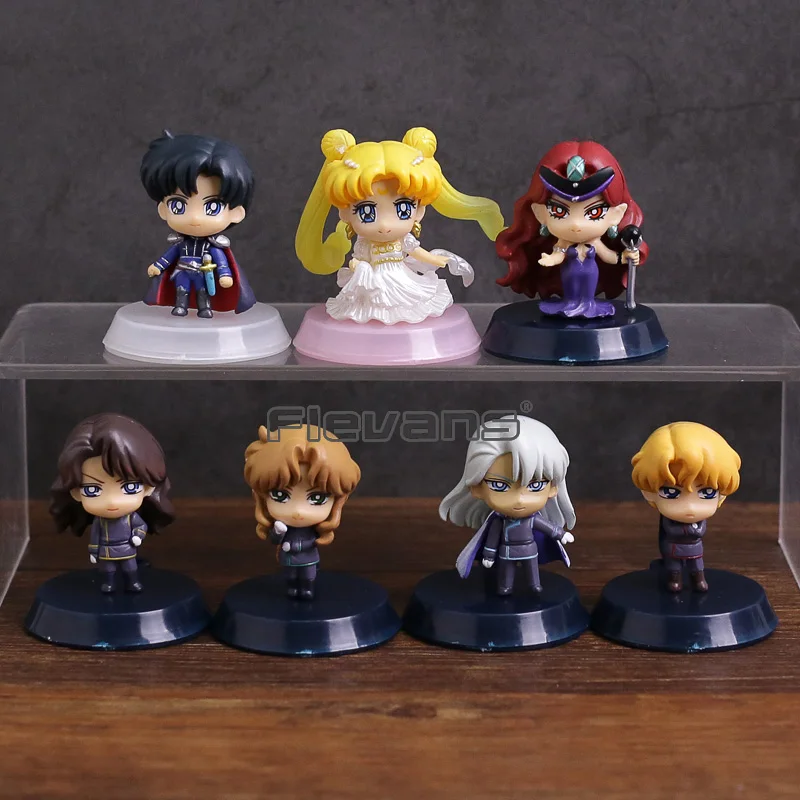 

Petit-Chara! Pretty Guardian Sailor Moon 25th Anniversary Dark Kingdom Queen Beryl Princess Serenity PVC Figures Toys 7-pack