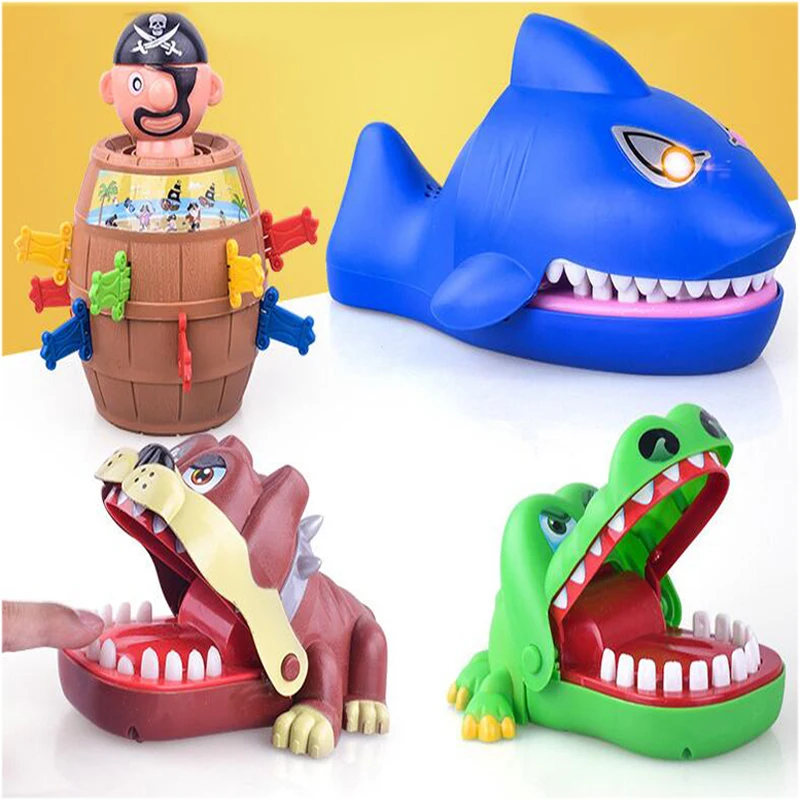 

Children Large Crocodile Shark Mouth Dentist Bite Finger Game Novelty Jokes Kids Cartoon Pirate Barrel Family Trick Funny Game