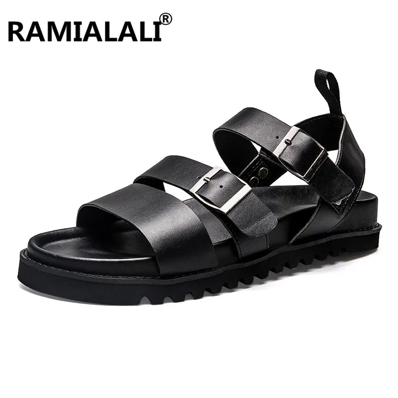 

Leather Summer Outdoor Beach Sandals Anti-shock Non-Slip Men's Casual Shoes Comfortable Closed Toe Sandals