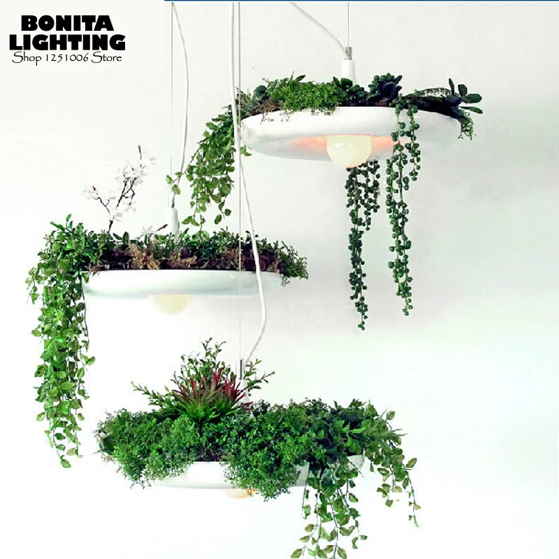 

Aluminum Art cord cord pendant lamp flower pot pendant light aluminum Sky Garden Potted plants droplight for restaurants