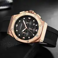 Cadesen Men's 24-hour Chronograph Watches Fashion Leather Strap Luminous Sports Analogue Quartz Wristwatch for Man 9058-Rose