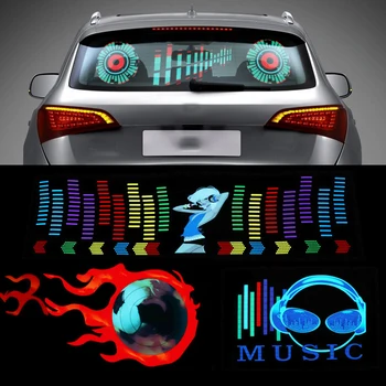 

90x25 50x30 Car Windshield LED Sound Activated Equalizer Neon EL Light Music Rhythm Flash Lamp Sticker Styling With Control Box