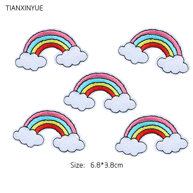 

TIANXINYUE patch 20PCs Embroidered Iron On Patches For Clothes Sewing Rainbow DIY Motif Applique Sticker For Clothes Badge