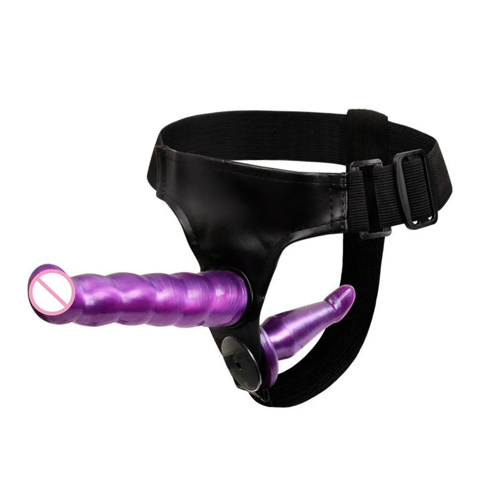 Strap On Double font b Dildo b font Lesbian Woman Gay Sex Toy Adult Products