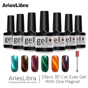 

AriesLibra 20PCS 3D Cat Eyes Nail Gel Set LED UV Soak-off Polish Top Base Coat Gel Lacquer For Nail Art Manicure Gel Magnet
