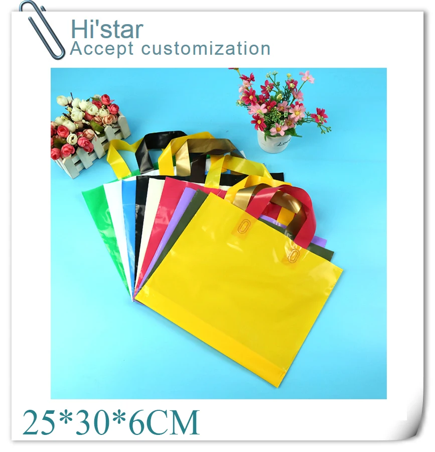 25*30+6cm 50 pieces/lot retail design Logo available plastic Shopping Bag for hair accessories ...