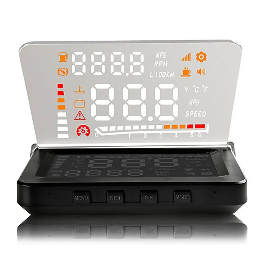 E260 4 Inch Auto Car Head-Up Display HUD Projector OBD II Vehicle Speeding Warning MPH with Anti-slip Pad Fuel Speedometers