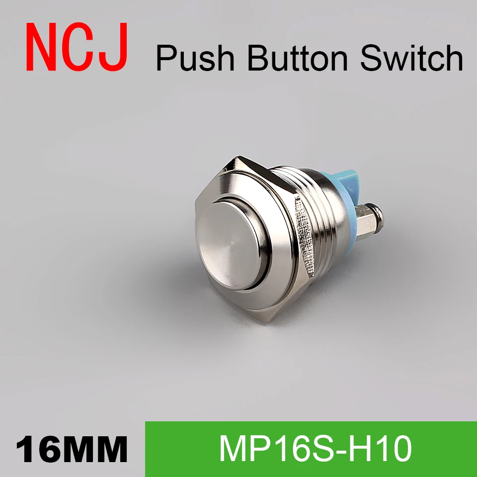 

NCJ 16mm diameter switch button Metal Push Button Switch IP67 Momentary stainless steel high head 3A