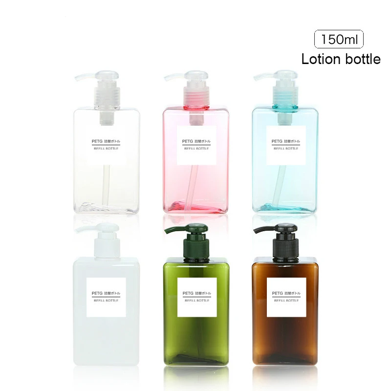 

1PC Square Pressing Lotion Empty Bottle 150ml Shower Gel Shampoo Plastic Dispensing Bottle Square Lotion Bottle Empty D40