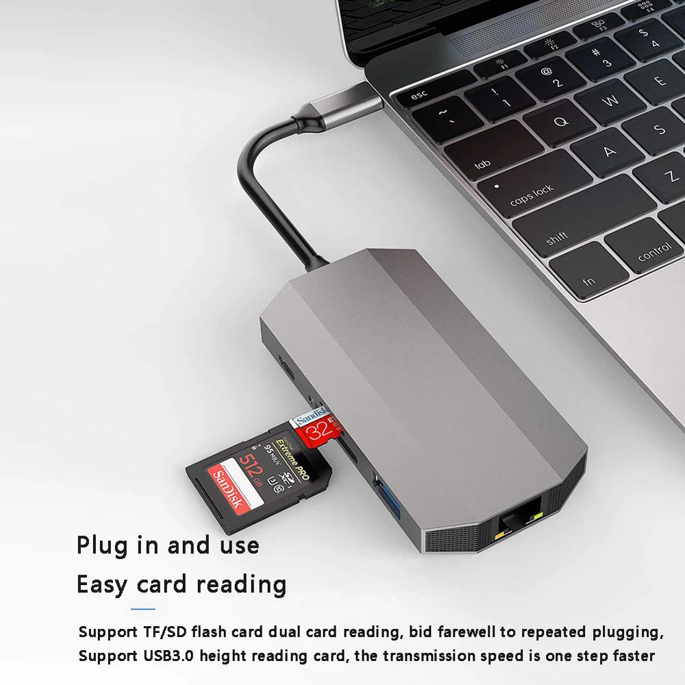 Dex Station para Samsung Nota 8 S8 S9 S8 + USB tipo C HUB de Audio Thunderbolt 3 adaptador con 4 K HDMI 1000 M Ethernet para el MacBook Pro - 6