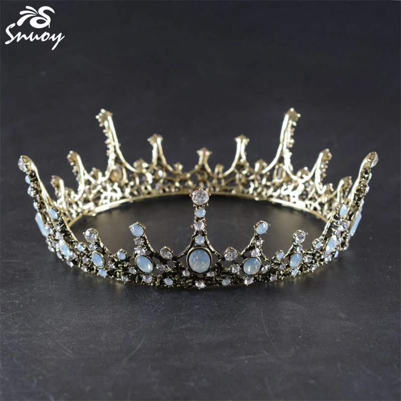 

Snuoy Vintage King Queen Crown Circle Wedding Bridal Crown Wedding Hair Accessories Royal Court Diadem Drop shipping