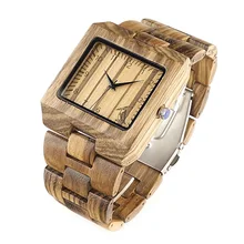 BOBO BIRD прямоугольник Зебра мужские деревянные наручные часы лучший бренд класса люкс кварцевые часы с полностью деревянным ремешком в подарочной коробке