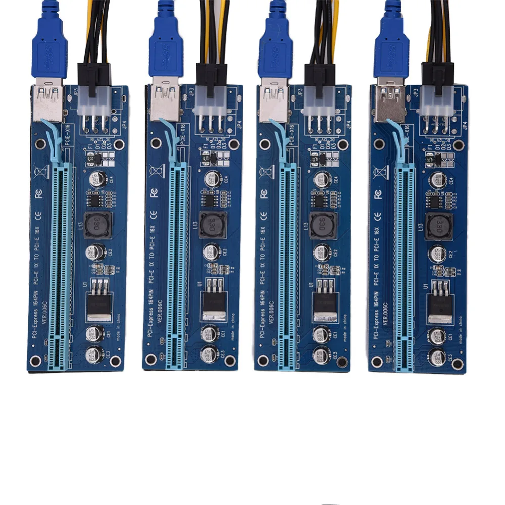 

4set/bag USB3.0 PCI-E to 4 Port PCI-E PCI Express Riser Adapter for Mining PCI-E 16x Riser Card With Power Cord