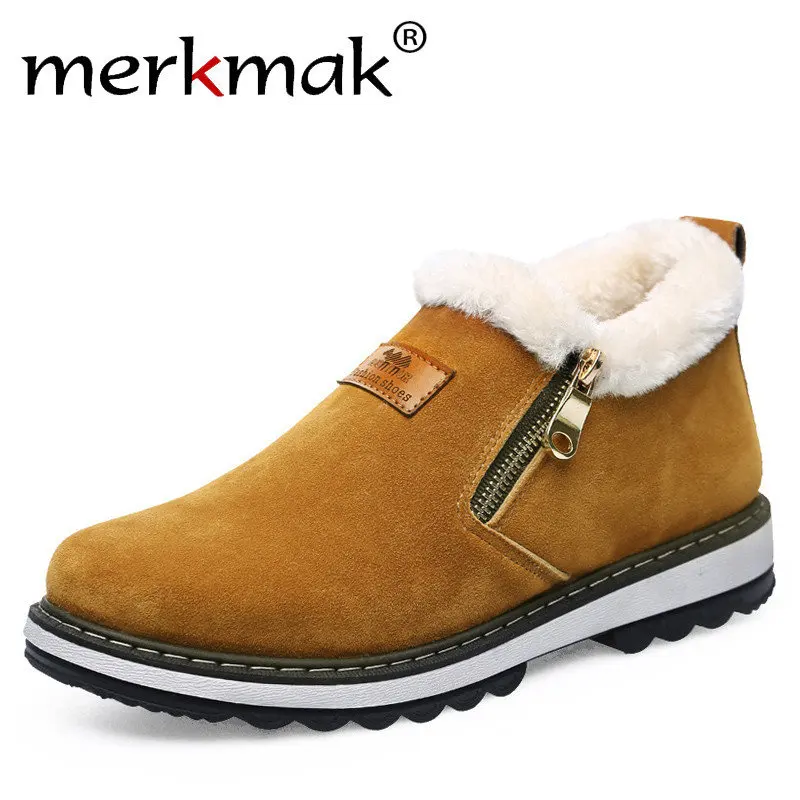 Merkmak Winter Men Snow Boots Brand Designer Shoes Mens Warm Short Plush Fashion Casual Shoes Men Ankle Boots New Year Christmas Merkmak Winter Men Snow Boots Brand Designer Shoes Mens Warm Short Plush Fashion Casual Shoes Men Ankle Boots New Year Christmas