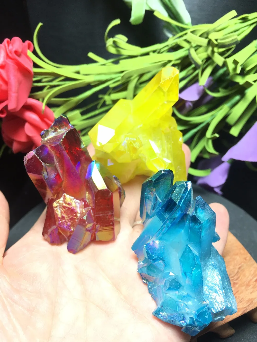

PRETTY Aura Quartz Crystal Bismuth Titanium Silicon Clusters SPECIMEN