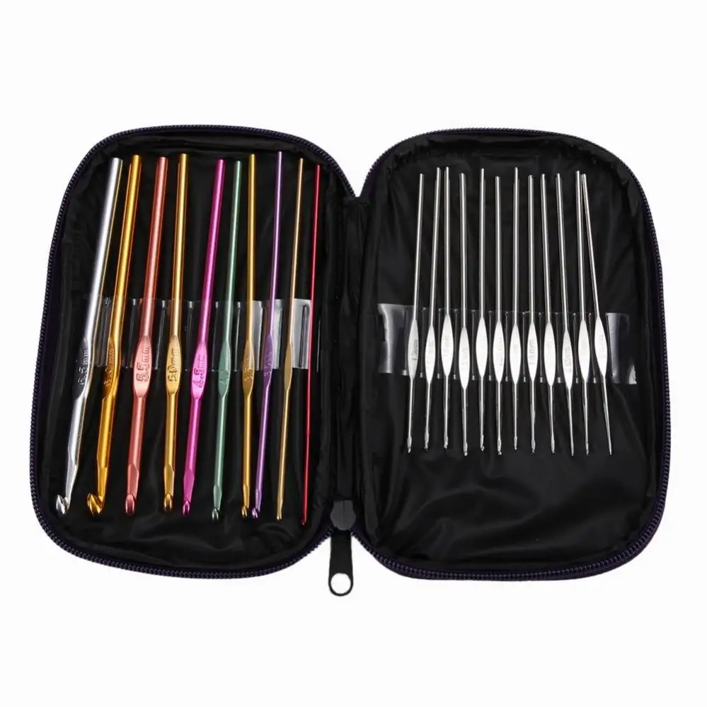 

22pcs/Set Multi-colour Aluminum Crochet Hooks Needles Knit Weave Craft Yarn Sewing Tools Crochet Hooks Knitting Needles