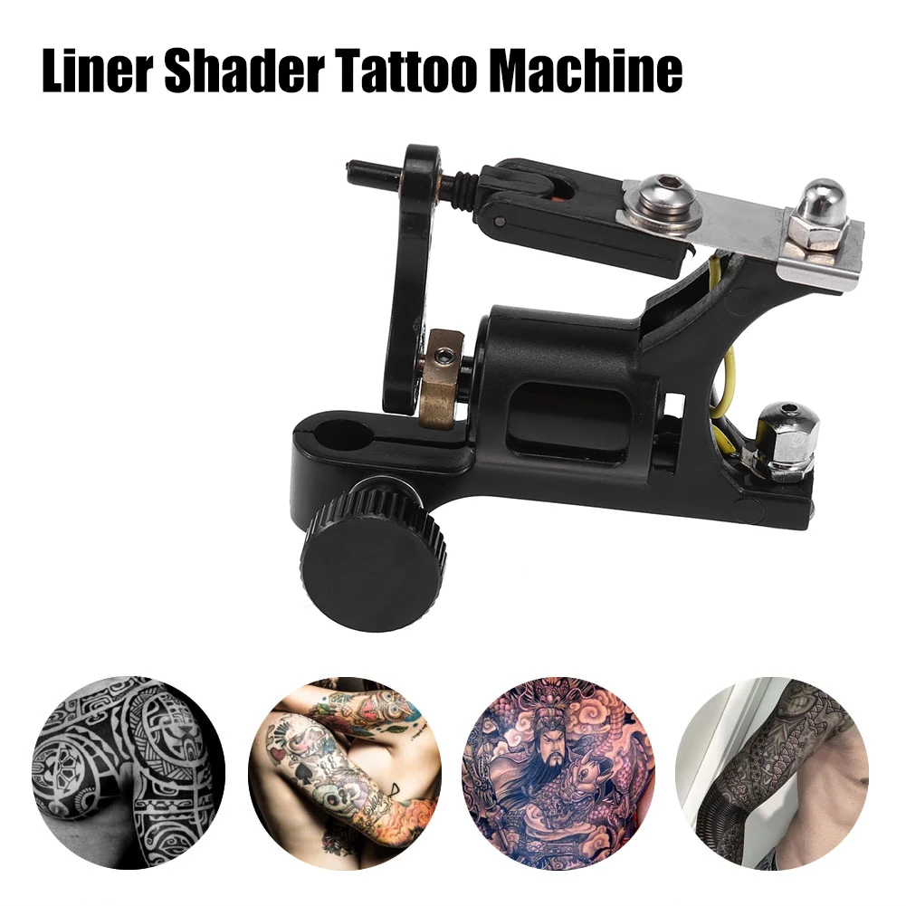 Мульти-функциональный черный сильный роторный двигатель Liner Shader Coloring Tattoo Gun Machine Tattoo power supply