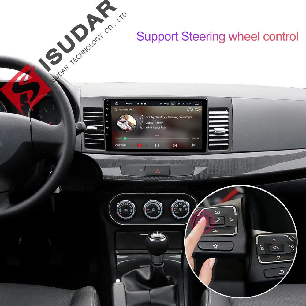 Isudar Android 9 2 Din Автомобильный мультимедийный плеер для MITSUBISHI/LANCER 2007 2018