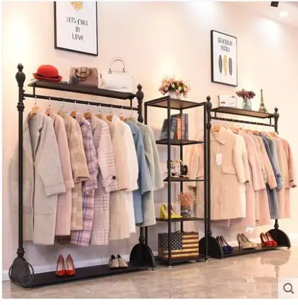 European Tieyi clothing store rack display rack floor-to-floor women's clothing store shelves Textile Gondola is hanging clothes