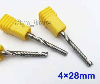 

New 3PCS Single flute carbide Engraving CNC router bits Tools Cutting 4mm X 28mm long CEL Aluminum Acrylic Pvc Wood