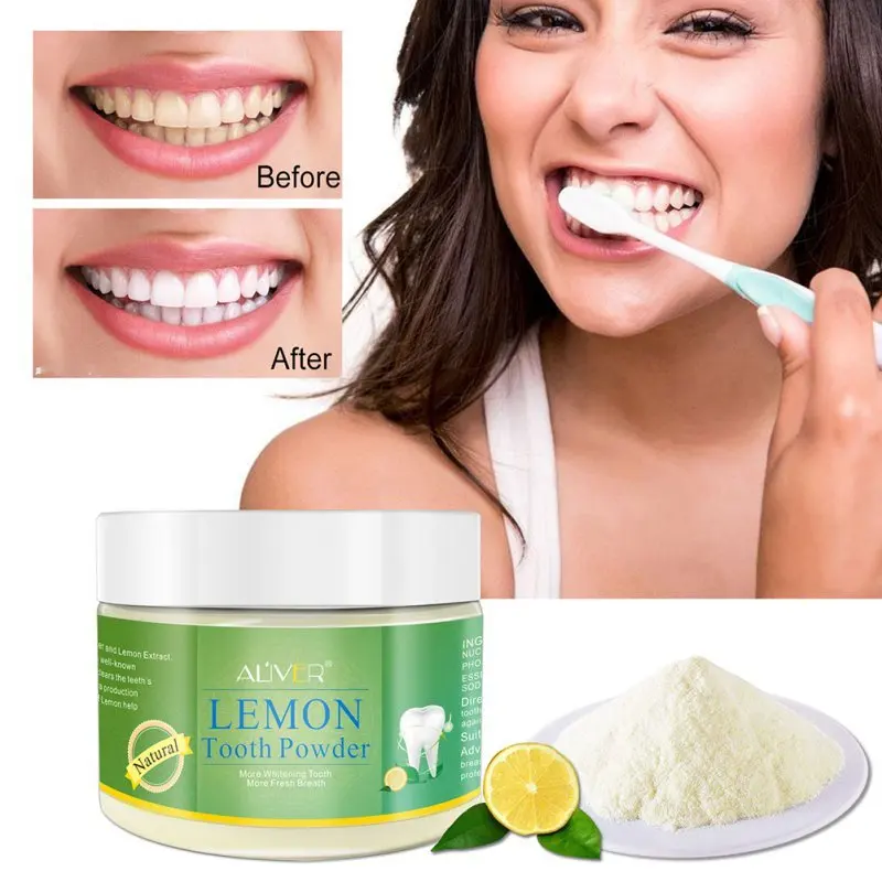 Лимон зубной порошок зубные Естественное отбеливание зубов порошок древесного угля зубного камня удаление пятен зубные свежее дыхание