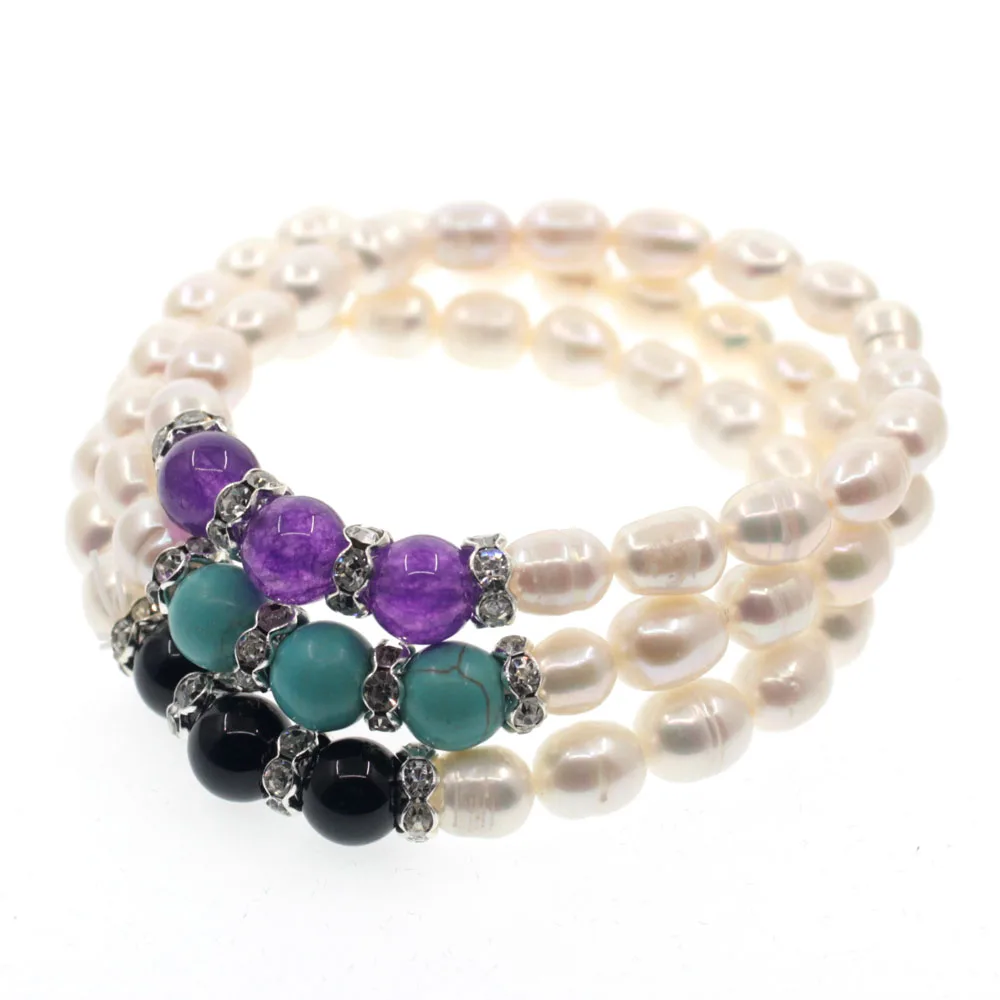 

Real Natural Freshwater Baroque Pearl Bracelets Jewelry pearl bracelets bangle for women Free shipping
