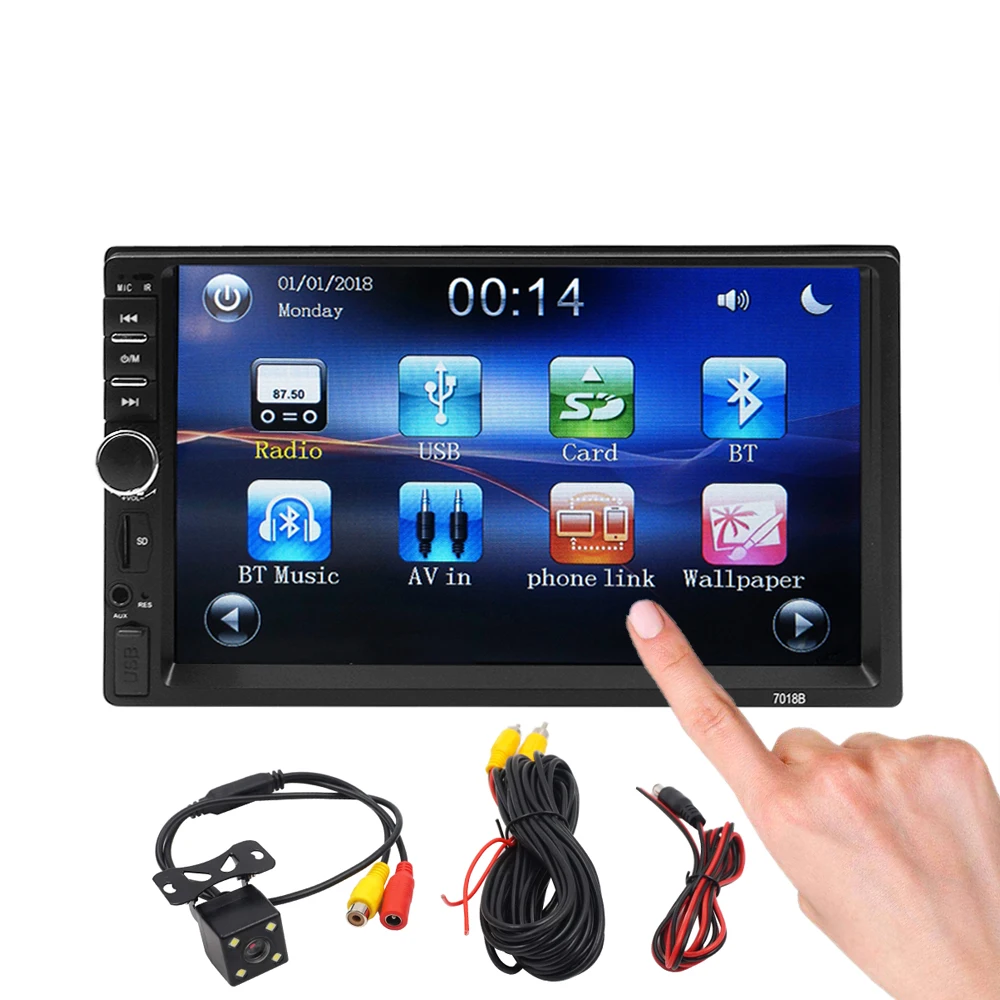 

7 Inch 2 Din Car Radio Stereo Bluetooth Mirror Link Steering Wheel Control Mp4 Mp5 Video Player With Reverse Camera