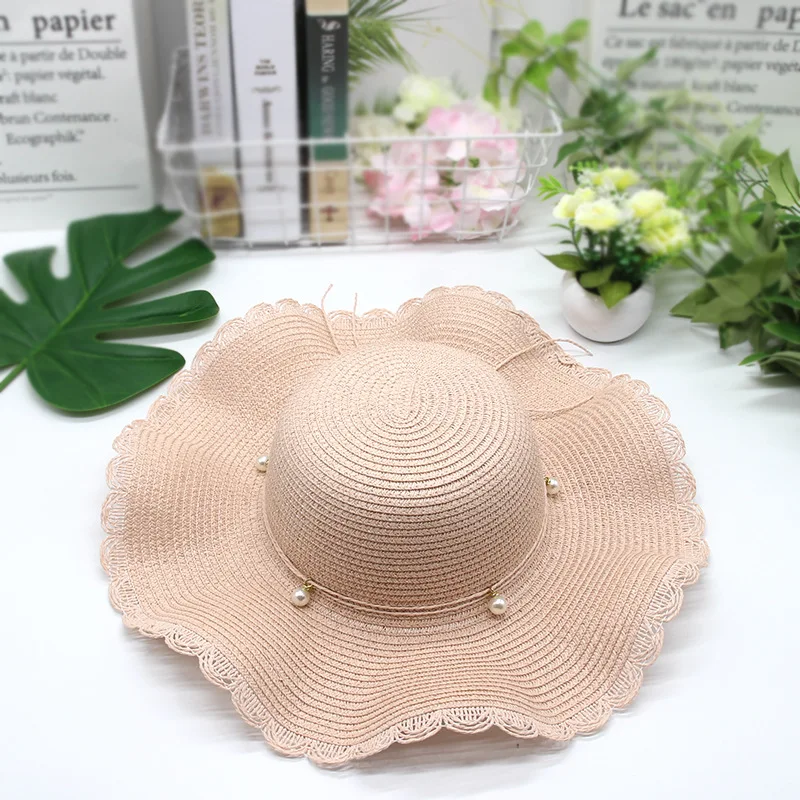 قبعة صيفية من القش للنساء في الهواء الطلق شاطئ كاب قبعة صيفية الرجال الشمس حماية قبعات قبعة من أوت دور موجة واسعة حافة الشمس قناع