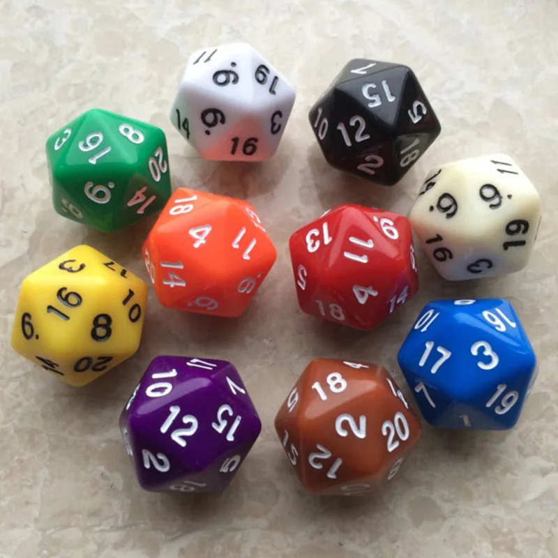 

6pcs/Set D20 Polyhedral Gaming Dice Twenty Sided Die Number 1-20 for RPG Game