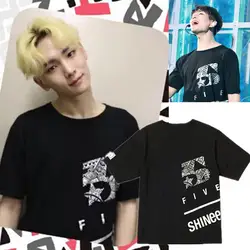 K-pop Shinee Concert 5 round the same футболки с коротким рукавом Свободные Пары уличные модные футболки лето