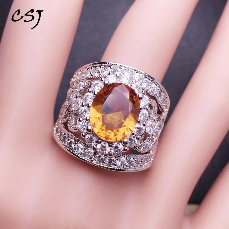 

CSJ New Design Elegant Zultanite Ring Oval9*11MM Created Sultanite Color Change Fine Jewelry Party Wedding Gift for Women