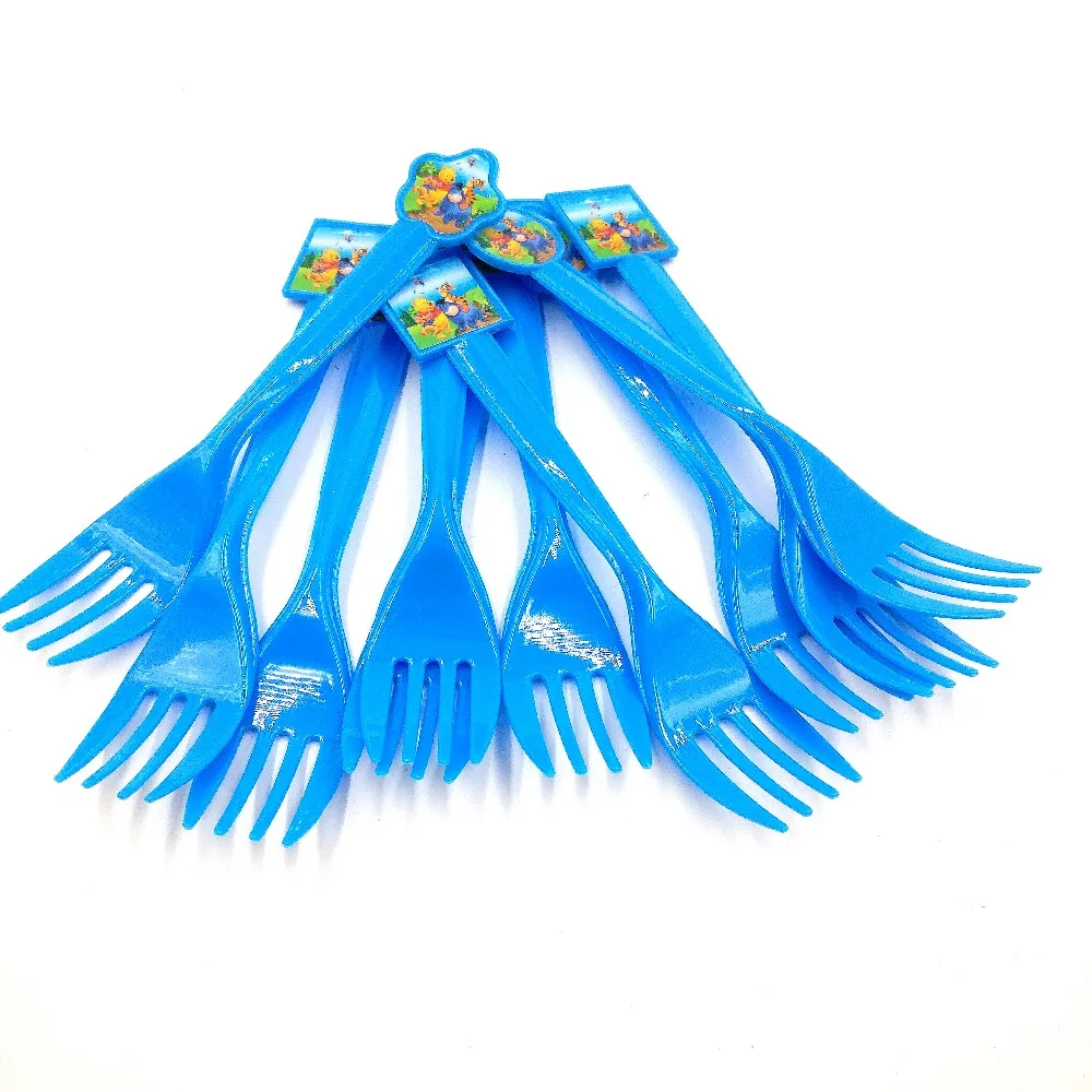 

10pcs/bag Winnie the Pooh Party Supplies Kid Disposable Plastic Forks Children's Birthday Favors Forks Party Supplies Decoration