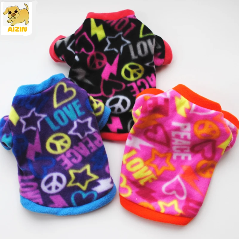 

2019 Soft Warm Dog Fleece Coats Soft Cotton Wear Autumn Winter Clothes Colorful Printed Pets Coat Small Puppy Chihuahua Supplier