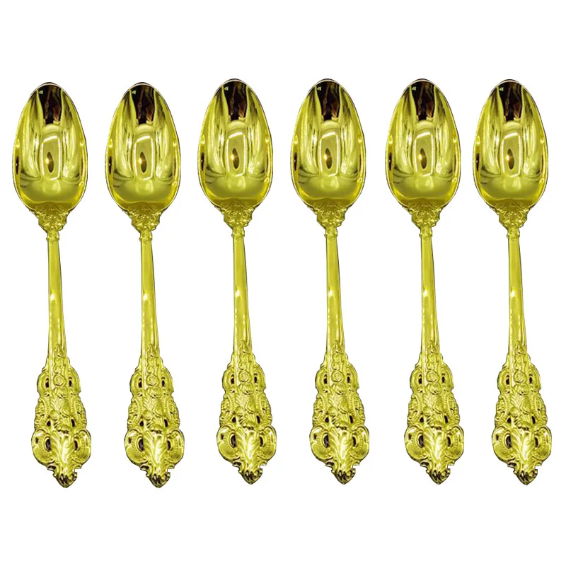 Gold Plated Long Handle Iced Glod Tea Spoon Coffee Spoon Set Cold Drink