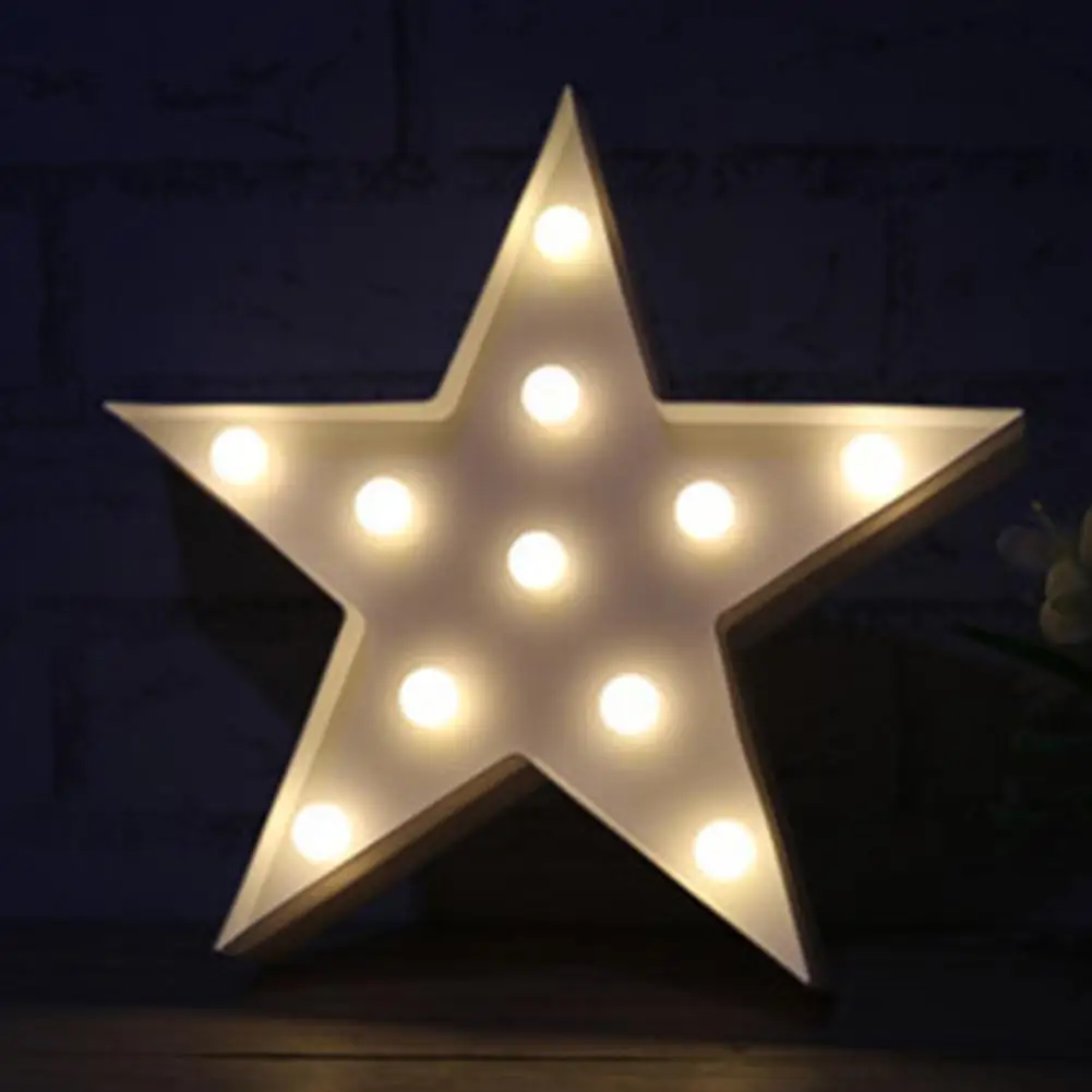 Christmas Home LED Party Decorating Lights Table Lamp Marquee Lamp Flamingo mold Fairy Lamp Party Romantic Decoration - Цвет: star White