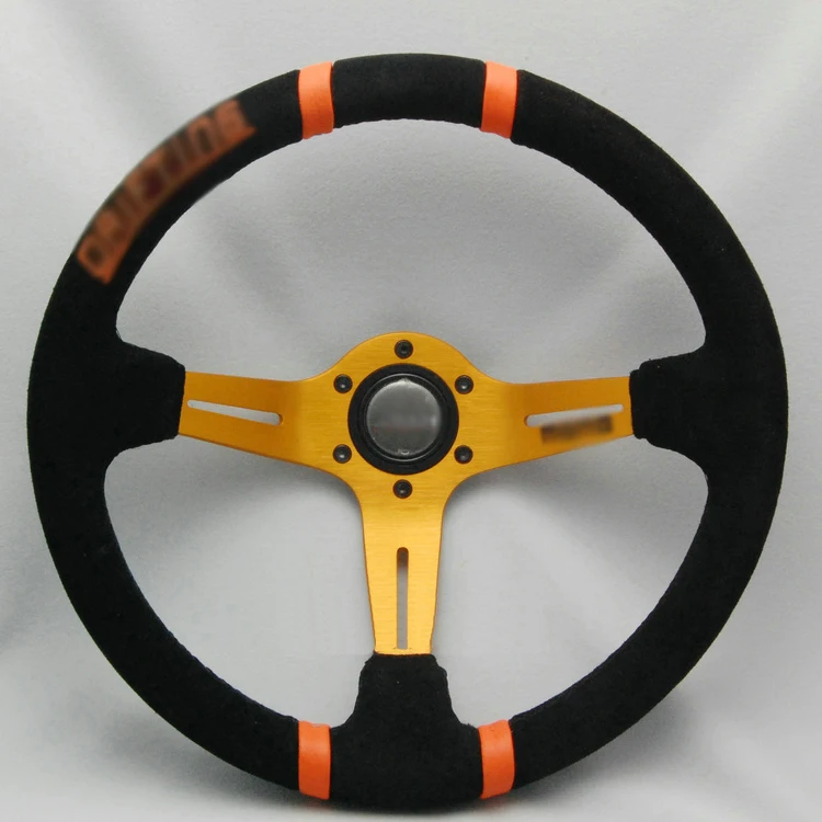 

Universal Sport 340mm Suede Leather Deep Dish Steering Wheel Orange Strip