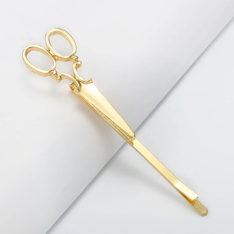 1PC Creative Scissors Shape Chic Women Golden Silvery Scissors Shape Hair Clip Hair Pin Headwear