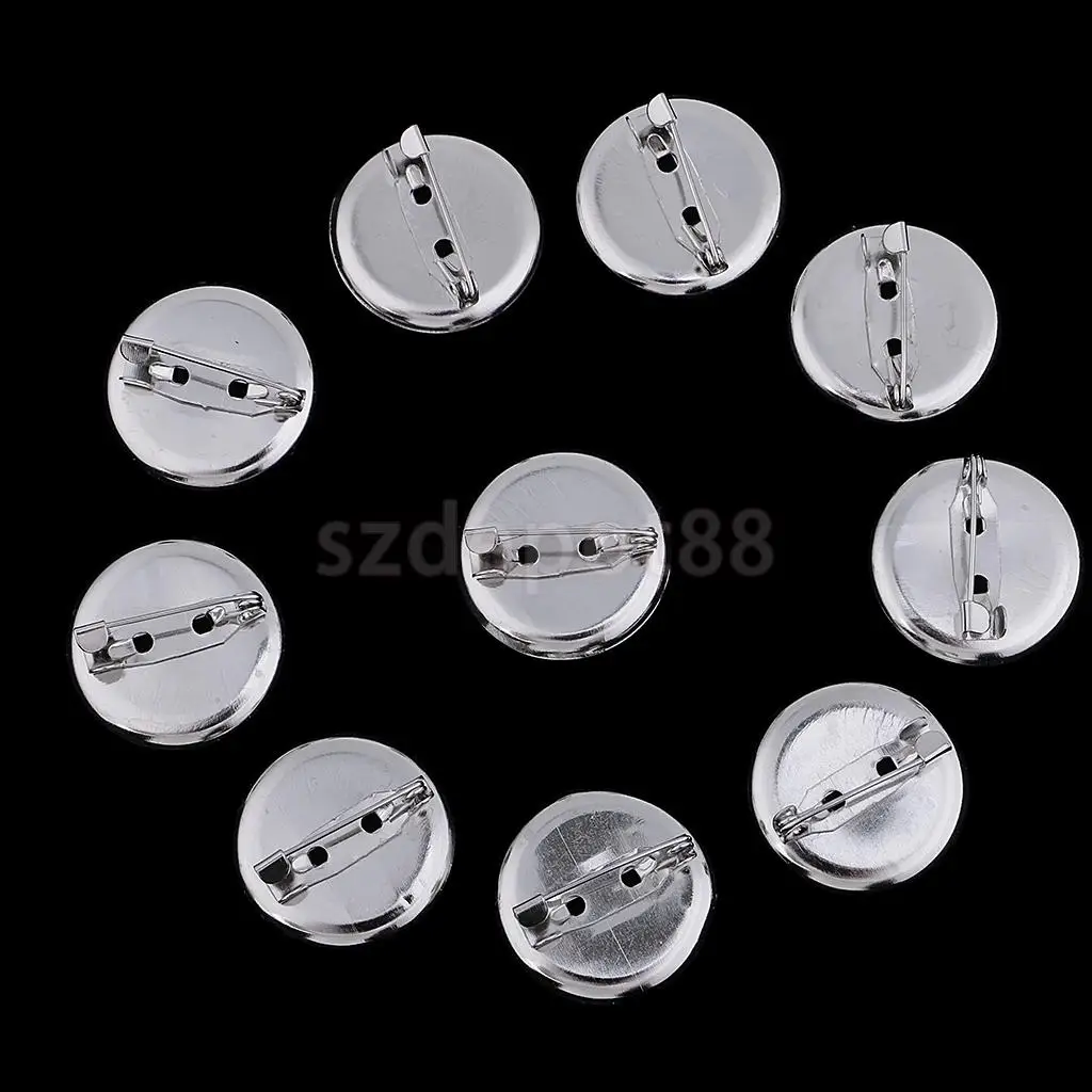 10 Pcs Blank Pin-Back Button Sets Brooch Base Pins Brooch Finding DIY Base Clip Badge Making Base with Pin Safe Design