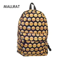 Mallrat 2017 высокое качество emoji 3D печати Женщины Холст Рюкзаки смайлик школьная сумка для подростков девочек сумка Mochila
