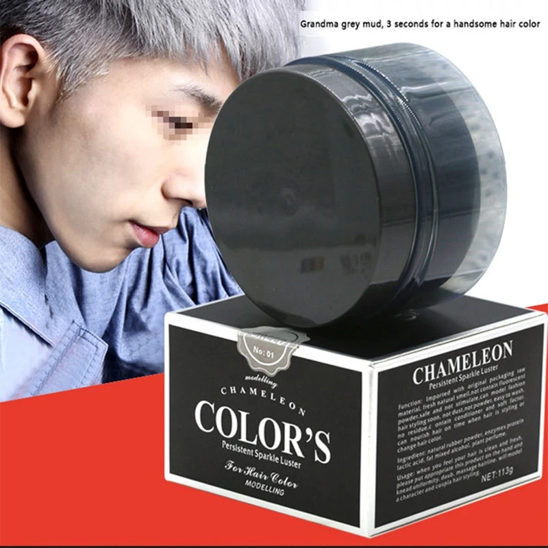 

Hair Color hair wax Pomade Silver Ash Grandma Grey Hair Wax Men Temporary Disposable Hair Dye Coloring Mud Cream