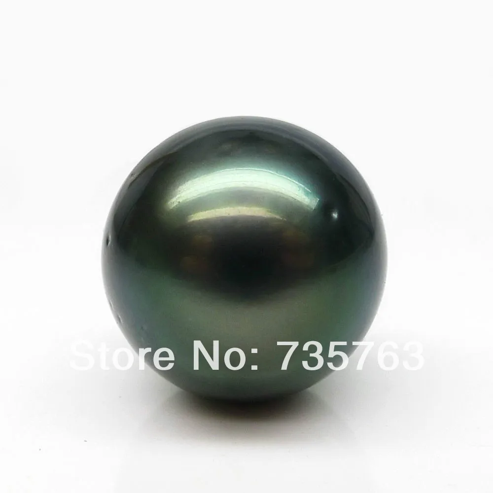 

xiuli 000457 BEAUTIFUL BLACK GREEN!13.2MM ROUND TAHITIAN GENUINE PEALR