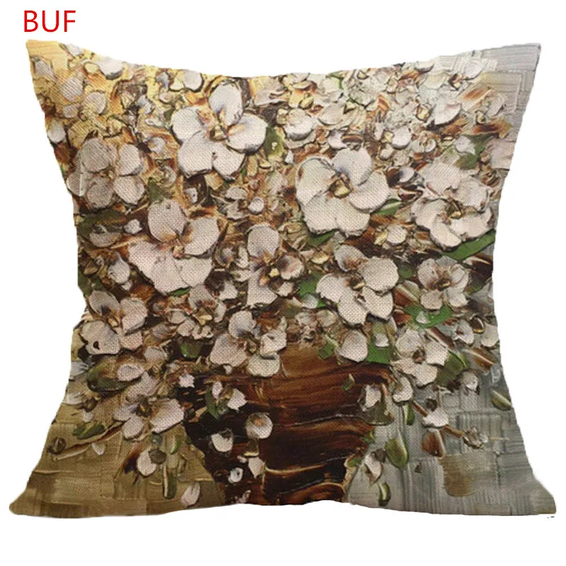 Digitally Printed Oil Painting Pillow Cover Cushion Case Home