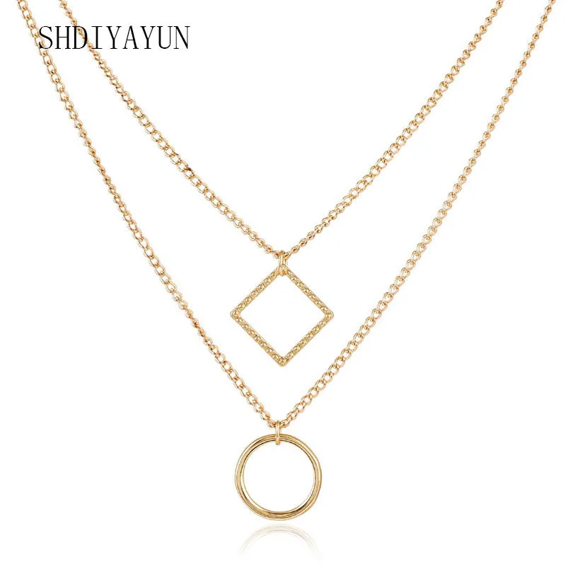 SHDIYAYUN 2017 New Big Sale Necklace Trendy Sliver&ampGold Color Geometry Female Pendant For Women Patry Jewelry Gift Accessories |
