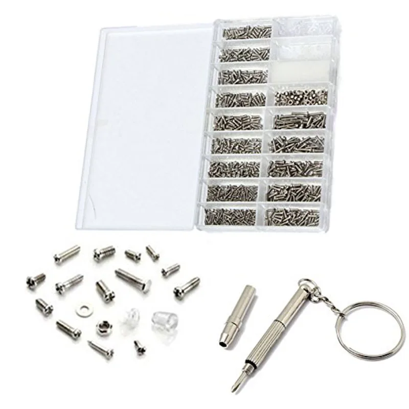 

Screwdriver Repair Kit Tool 1000Pcs Micro Glasses Sunglass Spectacles Screws Nut Multifunctional