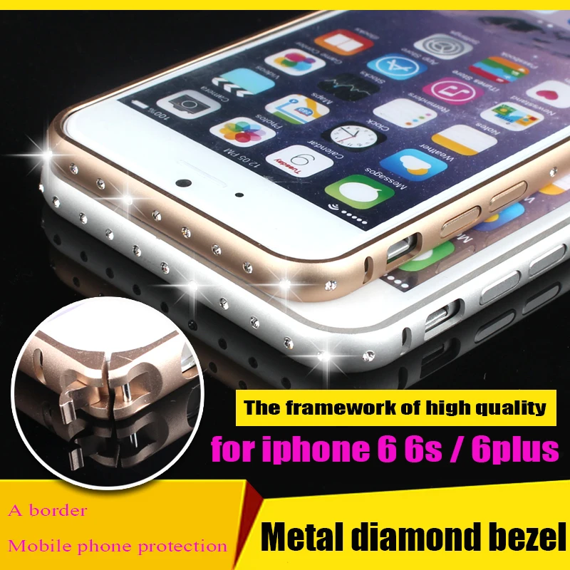 

2019 New Luxury Rhinestone frame Case for iphone 6 6s plus crystal diamond Bumper for iphone 6s Cover Back phone cases frame